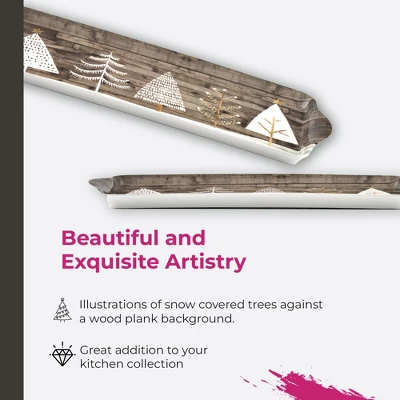 Pimpernel Wooden White Christmas Sandwich Tray (15" X 6.5") - Melamine Serving Platter With Rustic Wood Effect - Dishwasher Safe Serving Tray 4 Pimpernel Wooden White Christmas Sandwich Tray (15" X 6.5") - Melamine Serving Platter With Rustic Wood Effect - Dishwasher Safe Serving Tray - Image 2