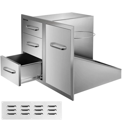 VEVOR Outdoor Kitchen Door Drawer Combo 29.5" W X 22.6" H X 21.7''D, Access Door/Triple Drawers With Propane Drawer, Silver 10 VEVOR Outdoor Kitchen Door Drawer Combo 29.5" W X 22.6" H X 21.7''D, Access Door/Triple Drawers With Propane Drawer, Silver - Image 8