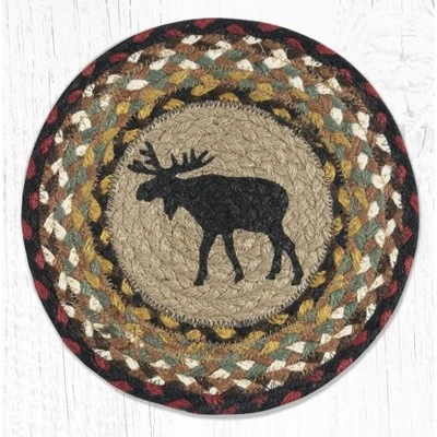 Earth Rugs Black Moose Round Braided Jute Trivet – Hand-Stenciled 10"x10" Rustic Hot Pad 5 Earth Rugs Black Moose Round Braided Jute Trivet – Hand-Stenciled 10"x10" Rustic Hot Pad - Image 3