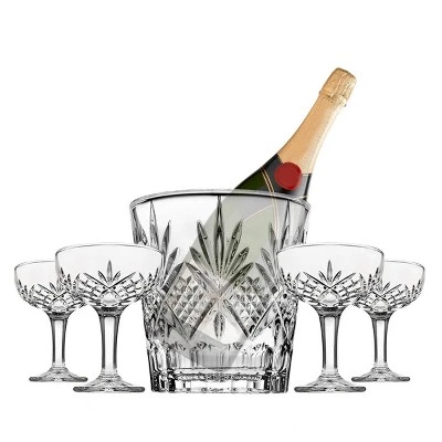 Godinger Silver 5pc Dublin Crystal Champagne Ice Bucket & Coup Set: Hand Wash, Dishwasher-Safe, Service For 4 5 Godinger Silver 5pc Dublin Crystal Champagne Ice Bucket & Coup Set: Hand Wash, Dishwasher-Safe, Service For 4 - Image 3