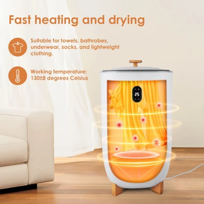 2-in-1 Portable Clothes Dryer & Heated Towel Warmer,Stainless Steel Interior,35L Capacity,Timer Function,Ideal Father's Day Gift 7 2-in-1 Portable Clothes Dryer & Heated Towel Warmer,Stainless Steel Interior,35L Capacity,Timer Function,Ideal Father's Day Gift - Image 5