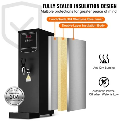 VEVOR Commercial Water Boiler, Electric Hot Water Dispenser With 316 Stainless Steel Heating Tube, 1500W Step-by-step Fast Heating 50L Per Hour 8 VEVOR Commercial Water Boiler, Electric Hot Water Dispenser With 316 Stainless Steel Heating Tube, 1500W Step-by-step Fast Heating 50L Per Hour - Image 6