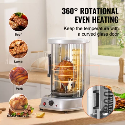VEVOR Shawarma Grill Machine, Vertical Chicken Shawarma Cooker Machine Countertop, Electric Stainless Steel Broiler Gyro Rotisserie Oven Doner 5 VEVOR Shawarma Grill Machine, Vertical Chicken Shawarma Cooker Machine Countertop, Electric Stainless Steel Broiler Gyro Rotisserie Oven Doner - Image 3