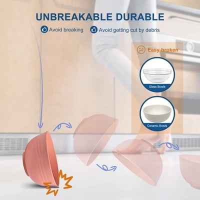 Itopfox BPA Free Unbreakable Wheat Straw Cereal Bowls - Microwave & Dishwasher Safe Soup And Salad Bowls, Set Of 8, Multicolor 5 Itopfox BPA Free Unbreakable Wheat Straw Cereal Bowls - Microwave & Dishwasher Safe Soup And Salad Bowls, Set Of 8, Multicolor - Image 3