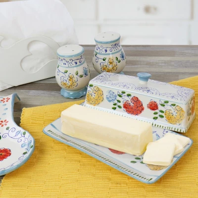 Gibson Elite Anaya 5 Piece Hand Painted Stoneware Table Accessory Set 5 Gibson Elite Anaya 5 Piece Hand Painted Stoneware Table Accessory Set - Image 3