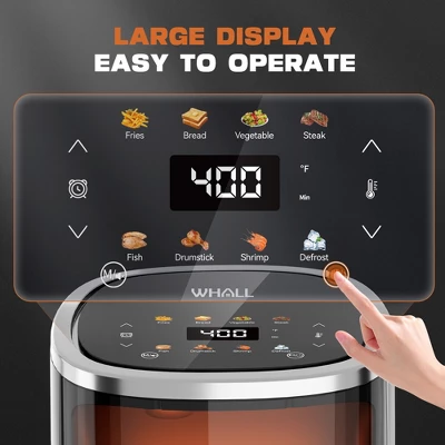 WHALL Air Fryer, 4QT Touchscreen Air Fryers With View Window, Air Fry, Bake, Broil, Dehydrate, Roast, Reheat, 12 Presets, Less Oil 3 WHALL Air Fryer, 4QT Touchscreen Air Fryers With View Window, Air Fry, Bake, Broil, Dehydrate, Roast, Reheat, 12 Presets, Less Oil