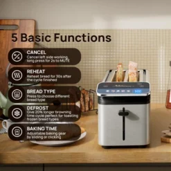 Whall® Stainless Steel Smart Toaster, 4 Slice | Projection Touchscreen, 1.5" Extra-Wide Slots, Digital Timer, Reheat & Defrost, Removable Crumb Tray 13 Whall® Stainless Steel Smart Toaster, 4 Slice | Projection Touchscreen, 1.5" Extra-Wide Slots, Digital Timer, Reheat & Defrost, Removable Crumb Tray -Target KitchenAid GUEST 38059c65 2589 4740 b148 3119ef21ac26