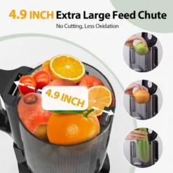 Aeitto Mega4 Slow Juicer Machines, 4.9" Extra Large Feed Chute For Whole Fruits And Vegetables