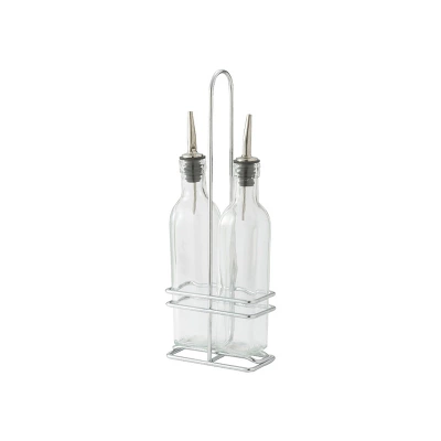 Winco Oil/Vinegar Cruet Set With Chrome Plated Rack & Two Bottles, 16 Oz 3 Winco Oil/Vinegar Cruet Set With Chrome Plated Rack & Two Bottles, 16 Oz