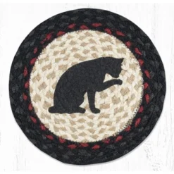 Earth Rugs Cat Printed Round Trivet – 10"x10" Braided Jute Table Mat With Whimsical Feline Design -Target KitchenAid GUEST 388cea89 e5da 4691 8453 677de53d0659