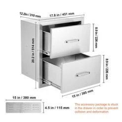 VEVOR Outdoor Kitchen Drawers 18W X 20.6H X 12.7D Inch, Flush Mount Double BBQ Drawers Stainless Steel With Handle, BBQ Island Drawers,Silver -Target KitchenAid GUEST 38fd994b 49a0 4f3a b7e1 58f51c038c9f