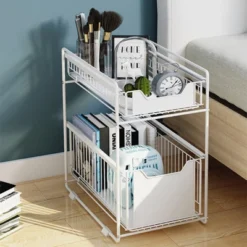 GustoWave Pull Out Cabinet Organizer Fixed With Damping Guide,Heavy Duty Slide Out Pantry Shelves Drawer Storage,Sliding Cabinet Basket