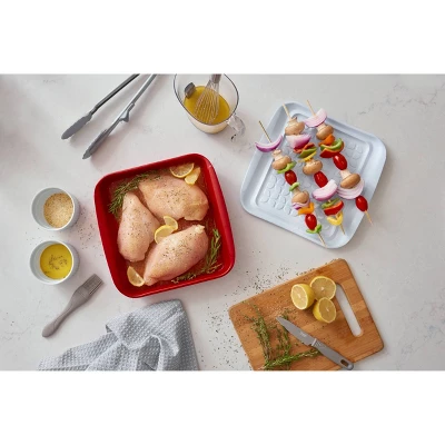 Tovolo 10" Marinade Tray With Lid: 3.5 Volume, Red Plastic, Dishwasher-Safe, Food Storage Container, 21.5" Width 6 Tovolo 10" Marinade Tray With Lid: 3.5 Volume, Red Plastic, Dishwasher-Safe, Food Storage Container, 21.5" Width - Image 4