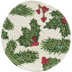 Park Designs Boughs Of Holly Printed Braided Trivet Set Of 6