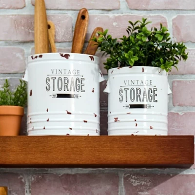The Lakeside Collection Set Of 2 Vintage Storage Canisters 8 The Lakeside Collection Set Of 2 Vintage Storage Canisters - Image 6