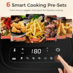 OSTBA Air Fryer With 3D Rapid Air Circulation, Digital Touch Screen, Adjustable Temp & Time, Dishwasher Safe, Oil-Free Healthy Cooking, 4.5 QT