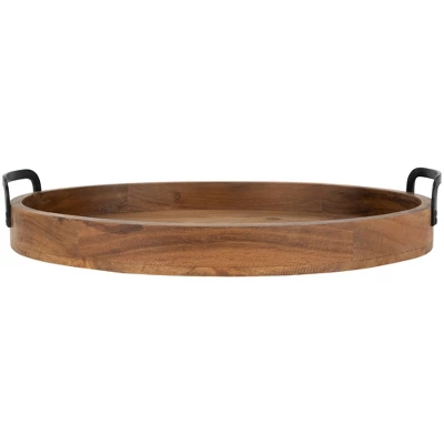Northlight Acacia Wood Trays With Metal Handles - Set Of 3 - 21.75" 7 Northlight Acacia Wood Trays With Metal Handles - Set Of 3 - 21.75" - Image 5