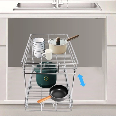 YIYIBYUS Pull Out Cabinet Organizer, 2-Tier Cabinet Pull Out Shelves, Kitchen Cabinet Organizer 4 YIYIBYUS Pull Out Cabinet Organizer, 2-Tier Cabinet Pull Out Shelves, Kitchen Cabinet Organizer - Image 2
