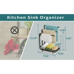 DOMETOUR Kitchen Sink Sponge Holder With Drainage Tray Kitchen Sink Storage Container Sponge Brush Soap Tray Metal Holder Black -Target KitchenAid GUEST 3c23a103 5711 44de be24 4ebfb59d042b