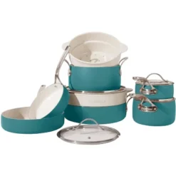 Bloomhouse 12 Piece Aluminum Enamel Cookware Set W/ Non-stick Non-toxic Ceramic Interior And Ceramic Steamer Insert 18 Bloomhouse 12 Piece Aluminum Enamel Cookware Set W/ Non-stick Non-toxic Ceramic Interior And Ceramic Steamer Insert -Target KitchenAid GUEST 3c277e26 91d6 4727 9fc3 dac62d5842d1
