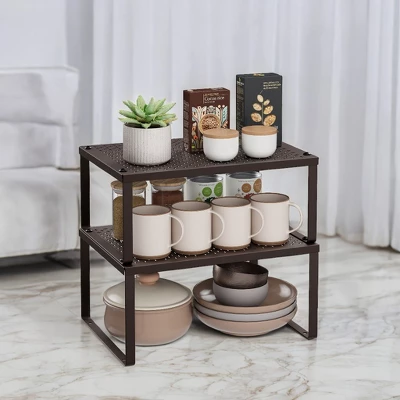 Songmics 2 Pack Spice Rack, Cabinet Shelf Organizers, Shelf Organizer, Countertop Organizer, Shelf Riser, Stackable, Expandable 4 Songmics 2 Pack Spice Rack, Cabinet Shelf Organizers, Shelf Organizer, Countertop Organizer, Shelf Riser, Stackable, Expandable - Image 2