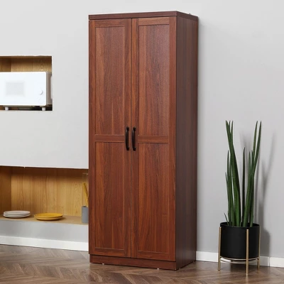 Yukimo 63" 2-Door Kitchen Pantry Storage Cabinet, 5-Tier Shelving With 2 Adjustable Shelves, Brown 12 Yukimo 63" 2-Door Kitchen Pantry Storage Cabinet, 5-Tier Shelving With 2 Adjustable Shelves, Brown - Image 10