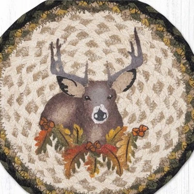 Earth Rugs Deer Floral Printed Round Jute Trivet – 10" Rustic Nature-Inspired Design 3 Earth Rugs Deer Floral Printed Round Jute Trivet – 10" Rustic Nature-Inspired Design