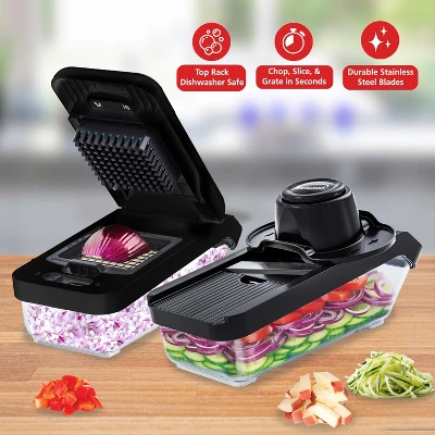 Brentwood All-in-One Food And Vegetable Chopper, Mandoline Slicer, And Cheese Grater With 4.25-Cup Storage, Black 6 Brentwood All-in-One Food And Vegetable Chopper, Mandoline Slicer, And Cheese Grater With 4.25-Cup Storage, Black - Image 4