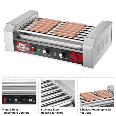 Great Northern Popcorn 7 Roller Hot Dog Machine Electric Countertop Cooker With Drip Tray & Dual Zones 4 Great Northern Popcorn 7 Roller Hot Dog Machine Electric Countertop Cooker With Drip Tray & Dual Zones - Image 2