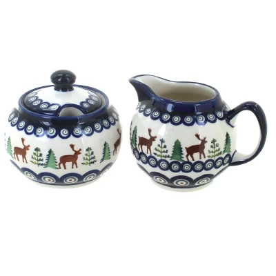 Blue Rose Polish Pottery 694-711 Zaklady Cream & Sugar Set 16 Blue Rose Polish Pottery 694-711 Zaklady Cream & Sugar Set - Image 14