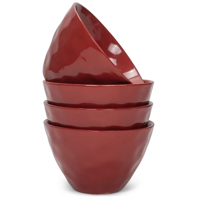 Elanze Designs Dimpled Ceramic 5.5 Inch Contemporary Serving Bowls Set Of 4, Red 7 Elanze Designs Dimpled Ceramic 5.5 Inch Contemporary Serving Bowls Set Of 4, Red - Image 5