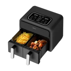Midea 8.4qt Two-Zone Air Fryer: Dual Baskets, Digital Control, Nonstick, Cool Touch, 1650W, Black