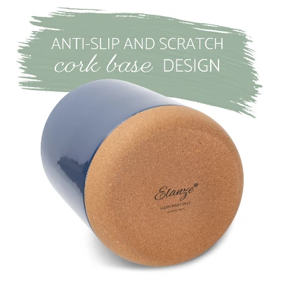 Elanze Designs 5 Five Star Review Chef Culinary Arts Ceramic Cork Bottom Navy Blue Large Capacity Utensil Holder Crock For Countertop Storage, Stylish 4 Elanze Designs 5 Five Star Review Chef Culinary Arts Ceramic Cork Bottom Navy Blue Large Capacity Utensil Holder Crock For Countertop Storage, Stylish - Image 2