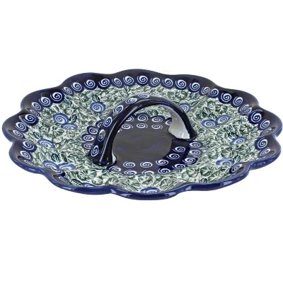 Blue Rose Polish Pottery 1559 Zaklady Egg Plate 7 Blue Rose Polish Pottery 1559 Zaklady Egg Plate - Image 5