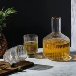 Slickblue Glass Bedside Carafe Set With Gold Rim - 59oz Water Carafe & 12.5oz Glass -Target KitchenAid GUEST 3df31e17 e1de 4ded 8599 a7df5b3be2b5