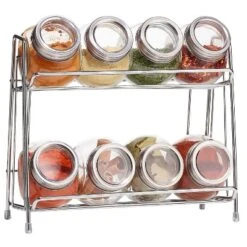 9-Piece Glass Spice Jar Set With 2-Tier Chrome Rack – 8 Glass Jars With Chrome Covers, Space-Saving Storage -Target KitchenAid GUEST 3e000c36 90e7 44b7 95d2 839e658ca6da