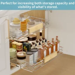 LOVMOR 2 Tier Pull Out Cabinet Organizer 25½" W X 21½" D, Slide Out Drawers With Wooden Handle, Sliding Shelves Organization -Target KitchenAid GUEST 3e155d01 b2ef 48d1 be41 63680fffedc9