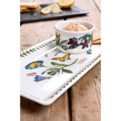 Portmeirion Botanic Garden Sandwich Tray (11.75"x5.25") - Convolvulus Motifs - Fine Porcelain - Dishwasher, Microwave, Freezer, Oven Safe