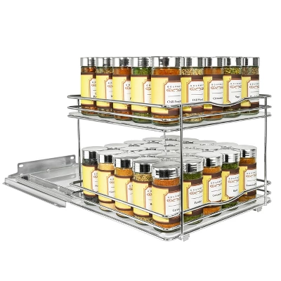 Lynk Professional Slide Out Vertical 10.25" Double Metal Spice Rack Silver: Kitchen Cabinet Organizer, Pull Out Pantry Storage 9 Lynk Professional Slide Out Vertical 10.25" Double Metal Spice Rack Silver: Kitchen Cabinet Organizer, Pull Out Pantry Storage - Image 7