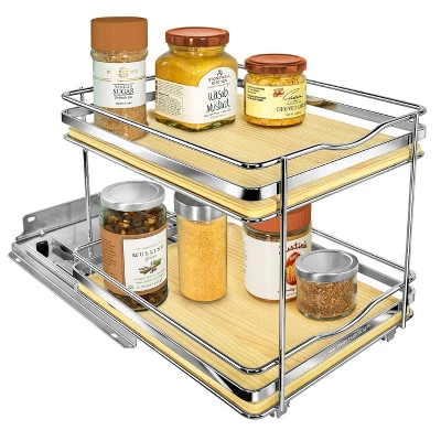 Lynk Professional Slide Out Vertical 8.25" Double Metal/Wood Spice Rack Silver: Kitchen Storage, Pantry Organizer, Pull Out 7 Lynk Professional Slide Out Vertical 8.25" Double Metal/Wood Spice Rack Silver: Kitchen Storage, Pantry Organizer, Pull Out - Image 5