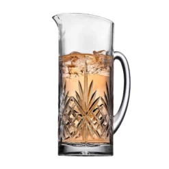 Godinger Silver 6pc Dublin Crystal Pitcher Set: Hand Wash, Dishwasher-Safe, Includes Ladle & 4 Tumblers, Hot/Cold Beverages