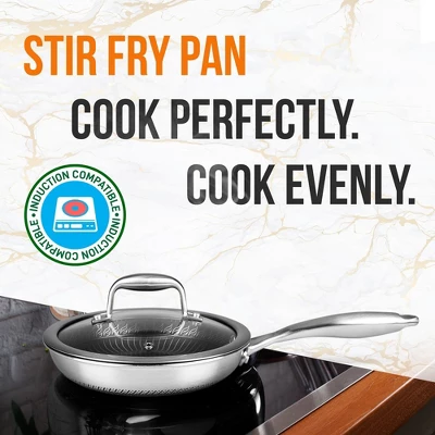 NutriChef 8'' Stainless Steel Stir Fry Pan With Glass Lid - Triply Non-Stick Coating, Scratch-Resistant 7 NutriChef 8'' Stainless Steel Stir Fry Pan With Glass Lid - Triply Non-Stick Coating, Scratch-Resistant - Image 5