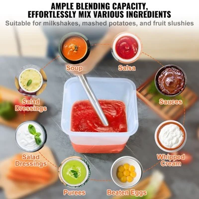 VEVOR Commercial Immersion Blender, 500 Watt Heavy Duty Hand Mixer, Variable Speed Kitchen Stick Mixer With 304 Stainless Steel Blade 7 VEVOR Commercial Immersion Blender, 500 Watt Heavy Duty Hand Mixer, Variable Speed Kitchen Stick Mixer With 304 Stainless Steel Blade - Image 5