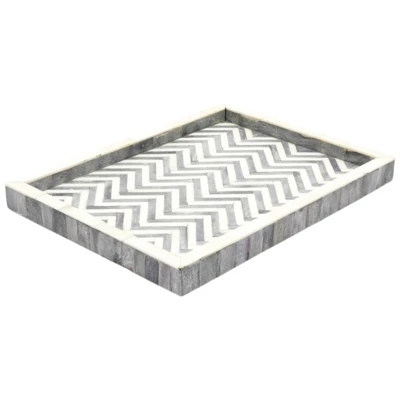 SEVOBAL Serving Platters Striped Wooden Large Rustic, Mango Wood Platters For Cakes, Appetizers, Desserts And Other Food, Gray, 16"*12"*1.5" 7 SEVOBAL Serving Platters Striped Wooden Large Rustic, Mango Wood Platters For Cakes, Appetizers, Desserts And Other Food, Gray, 16"*12"*1.5" - Image 5