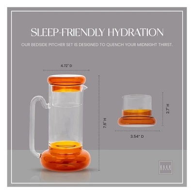 Elle Decor Bedside Pitcher Set, 32-Ounce Carafe With Cup, Tumbler Doubles As A Lid Made Of Borosilicate Glass 8 Elle Decor Bedside Pitcher Set, 32-Ounce Carafe With Cup, Tumbler Doubles As A Lid Made Of Borosilicate Glass - Image 6