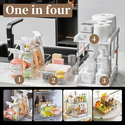 1 Pack 2 Tier Under Sink Organizer,Under Cabinet Organizer With Sliding Drawer Multifunctional Storage Shelves Pull Out Cabinet Organizer For Kitchen 10 1 Pack 2 Tier Under Sink Organizer,Under Cabinet Organizer With Sliding Drawer Multifunctional Storage Shelves Pull Out Cabinet Organizer For Kitchen - Image 8