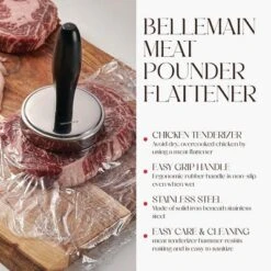 Bellemain Meat Pounder & Tenderizer – Stainless Steel Mallet W/Easy-Grip For Cooking