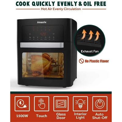 ZACHVO 10-in-1 Air Fryer Oven, 1500W, 16QT, Stainless Steel, Convection, Rotisserie, Dehydrator, LED Digital Touchscreen, Recipes 5 ZACHVO 10-in-1 Air Fryer Oven, 1500W, 16QT, Stainless Steel, Convection, Rotisserie, Dehydrator, LED Digital Touchscreen, Recipes - Image 3
