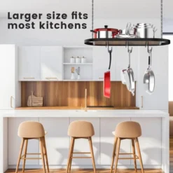 DOMETOUR Hanging Pot Rack Ceiling Mount Cookware Organizer With 12pcs Hooks Pots And Pans Storage 33' Oval Pan Hangers For Kitchen, Black -Target KitchenAid GUEST 40267e3a d64e 4e7f 9219 ec9cd8729384