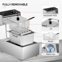 ROVSUN 11.4QT /23.8QT Electric Deep Fryer W/Basket & Lid 2500W/5000W, Countertop Frying Machine, Temperature Adjustable Stainless Steel French Fryer -Target KitchenAid GUEST 40663356 f468 4195 bba2 390fcbecc352